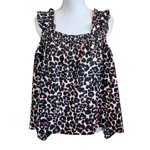 New Who What Wear Ruffle Leopard Print Tank Blouse XXL